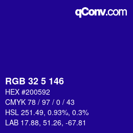Color code: RGB 32 5 146 | qconv.com