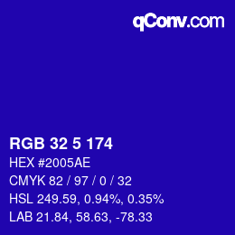 Color code: RGB 32 5 174 | qconv.com