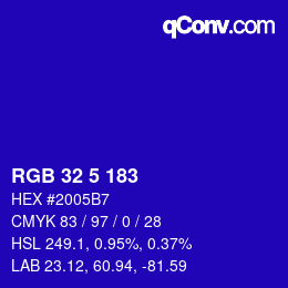 Color code: RGB 32 5 183 | qconv.com