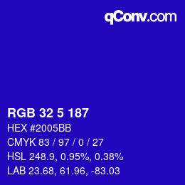 カラーコード: RGB 32 5 187 | qconv.com