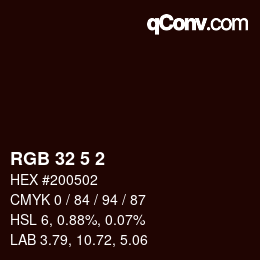 Color code: RGB 32 5 2 | qconv.com