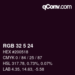 カラーコード: RGB 32 5 24 | qconv.com