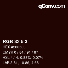 Color code: RGB 32 5 3 | qconv.com