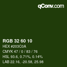 カラーコード: RGB 32 60 10 | qconv.com