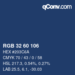 颜色代码: RGB 32 60 106 | qconv.com