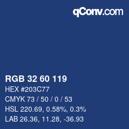カラーコード: RGB 32 60 119 | qconv.com
