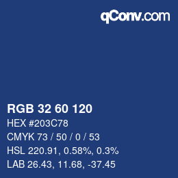 カラーコード: RGB 32 60 120 | qconv.com