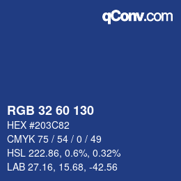 カラーコード: RGB 32 60 130 | qconv.com