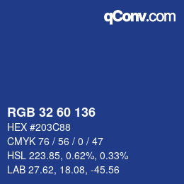 颜色代码: RGB 32 60 136 | qconv.com
