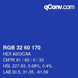 カラーコード: RGB 32 60 170 | qconv.com