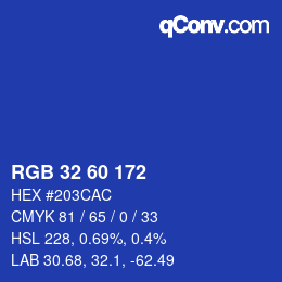 颜色代码: RGB 32 60 172 | qconv.com