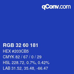 カラーコード: RGB 32 60 181 | qconv.com