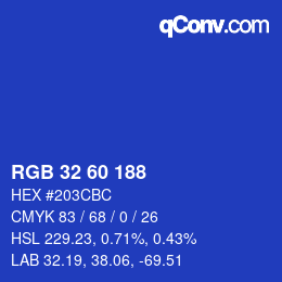颜色代码: RGB 32 60 188 | qconv.com