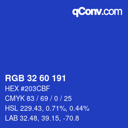 カラーコード: RGB 32 60 191 | qconv.com