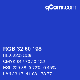 カラーコード: RGB 32 60 198 | qconv.com