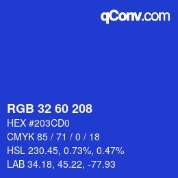 カラーコード: RGB 32 60 208 | qconv.com
