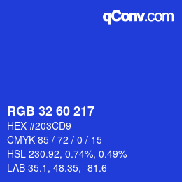 Color code: RGB 32 60 217 | qconv.com