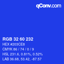 カラーコード: RGB 32 60 232 | qconv.com