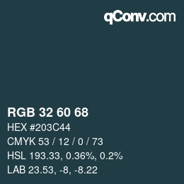 カラーコード: RGB 32 60 68 | qconv.com