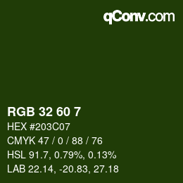 颜色代码: RGB 32 60 7 | qconv.com