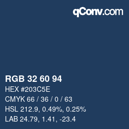 カラーコード: RGB 32 60 94 | qconv.com