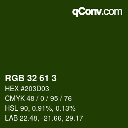 Color code: RGB 32 61 3 | qconv.com
