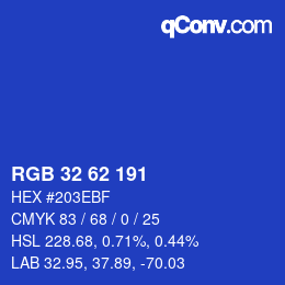 Color code: RGB 32 62 191 | qconv.com