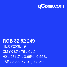 Color code: RGB 32 62 249 | qconv.com