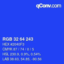 Color code: RGB 32 64 243 | qconv.com