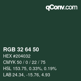 Color code: RGB 32 64 50 | qconv.com