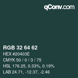 Color code: RGB 32 64 62 | qconv.com