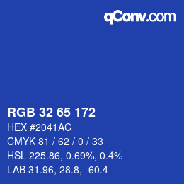 カラーコード: RGB 32 65 172 | qconv.com