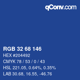 カラーコード: RGB 32 68 146 | qconv.com