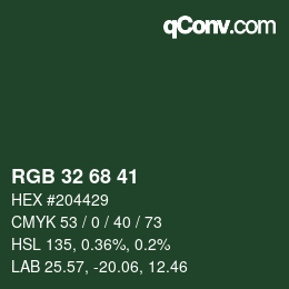 カラーコード: RGB 32 68 41 | qconv.com