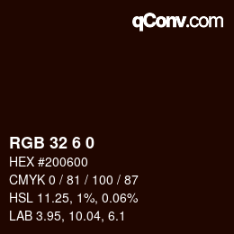 カラーコード: RGB 32 6 0 | qconv.com
