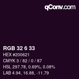 Color code: RGB 32 6 33 | qconv.com