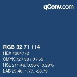 カラーコード: RGB 32 71 114 | qconv.com