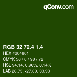 カラーコード: RGB 32 72.4 1.4 | qconv.com