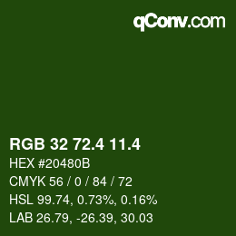 カラーコード: RGB 32 72.4 11.4 | qconv.com