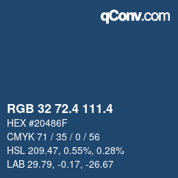 カラーコード: RGB 32 72.4 111.4 | qconv.com