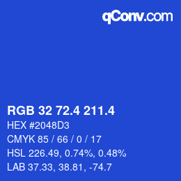 カラーコード: RGB 32 72.4 211.4 | qconv.com