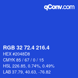 カラーコード: RGB 32 72.4 216.4 | qconv.com