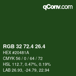 カラーコード: RGB 32 72.4 26.4 | qconv.com