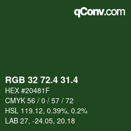 カラーコード: RGB 32 72.4 31.4 | qconv.com