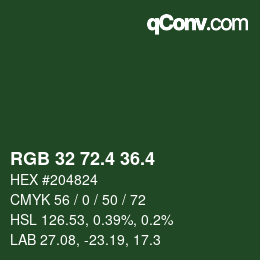 カラーコード: RGB 32 72.4 36.4 | qconv.com