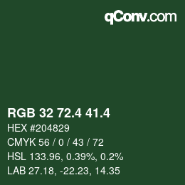 カラーコード: RGB 32 72.4 41.4 | qconv.com