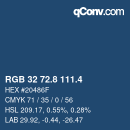 カラーコード: RGB 32 72.8 111.4 | qconv.com