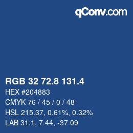カラーコード: RGB 32 72.8 131.4 | qconv.com