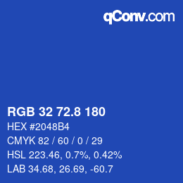 カラーコード: RGB 32 72.8 180 | qconv.com