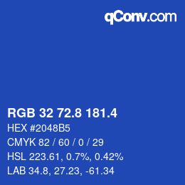 カラーコード: RGB 32 72.8 181.4 | qconv.com